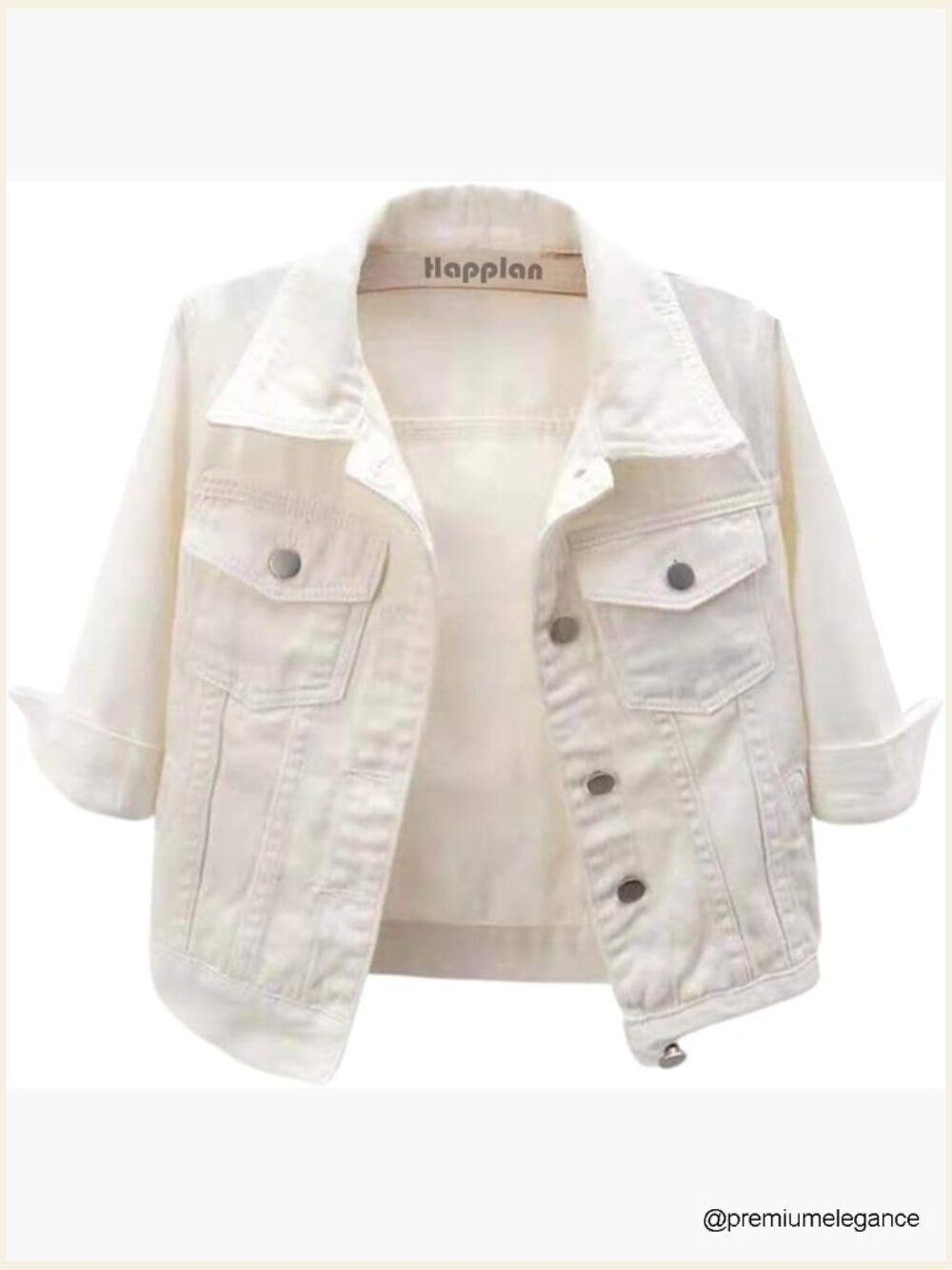 Women's 3/4 Sleeve Cropped Denim Jacket Button Down Trucker Jean Jacket Coat